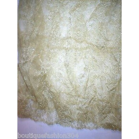 NWT $200 New Designer Josie Natori Night Gown Chemise Lace Gold Sheer Sexy S - Picture 7 of 10
